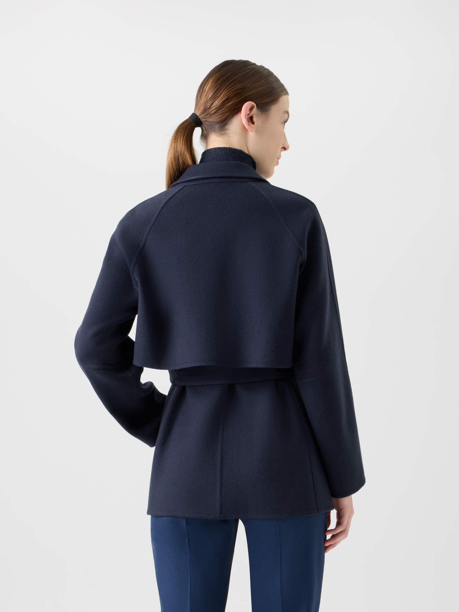Designer Short Duo Coat - Cashmere Vest and Bolero - neutral - navy - blue 