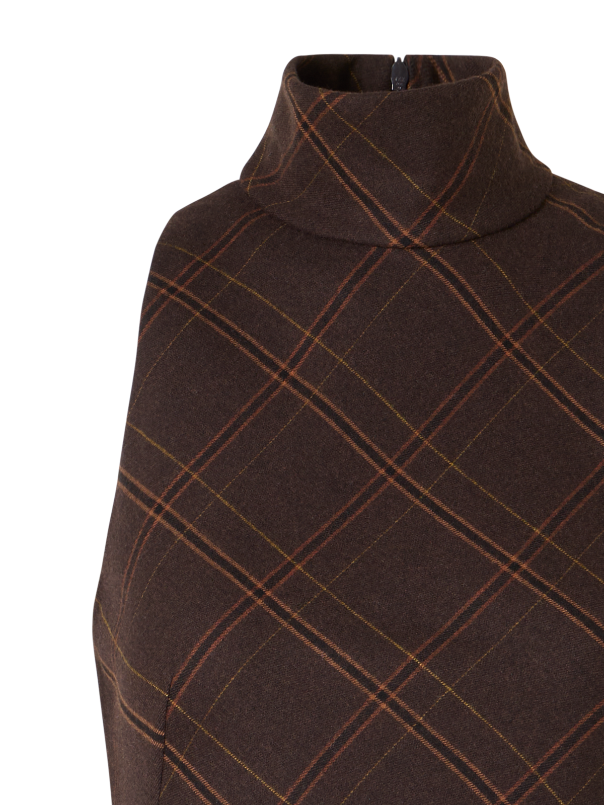 Designer Halter Midi Dress in Check Flannel - brown