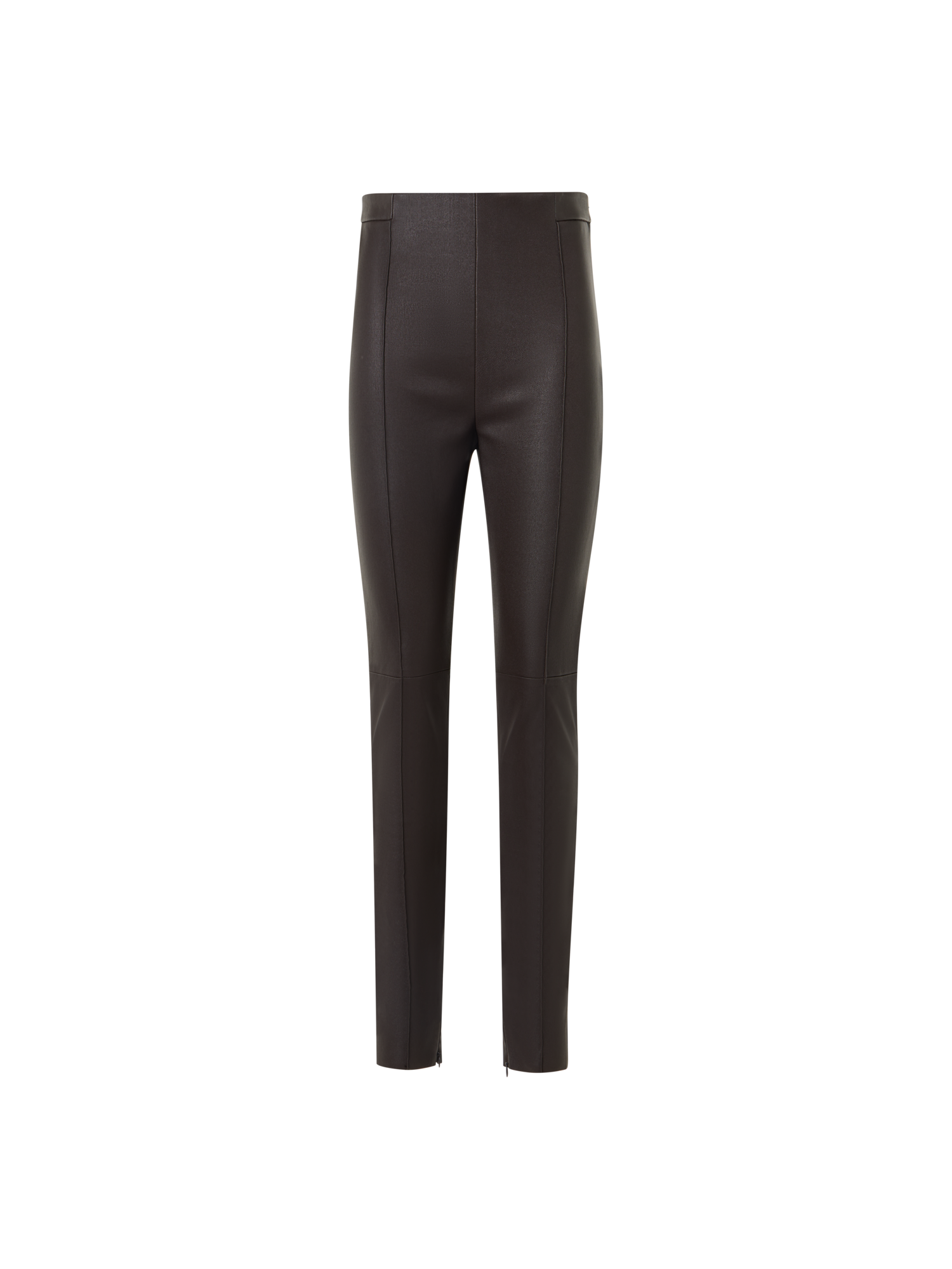 Designer Slim Leg Pants in Stretch Leather - brown