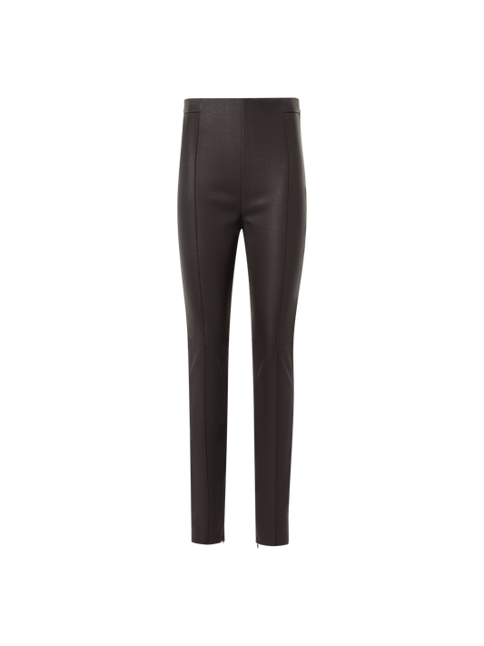 Designer Slim Leg Pants in Stretch Leather - brown