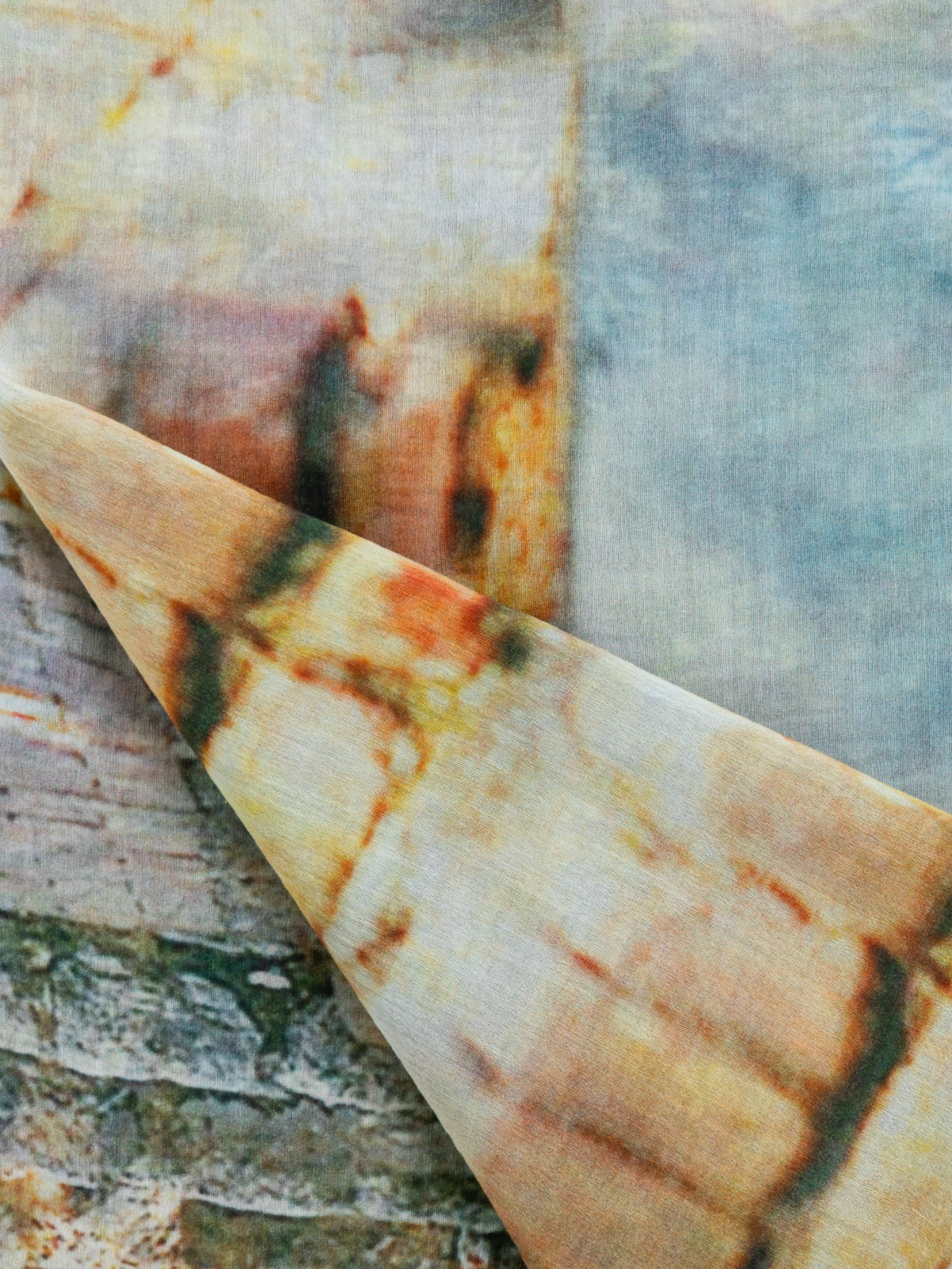 Designer Scarf in Cotton and Silk with Via Krupp Print - multicolor