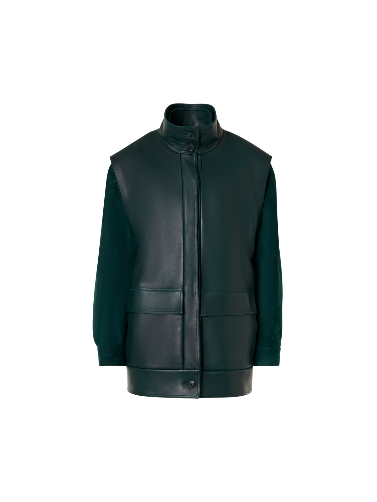 Designer Suede Blouson with Nappa Leather Gilet - green