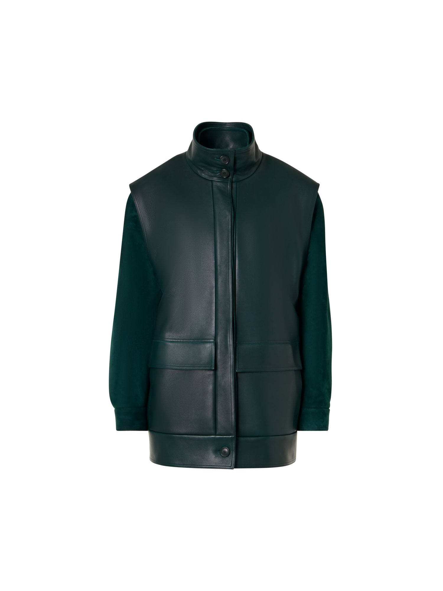 Designer Suede Blouson with Nappa Leather Gilet - green