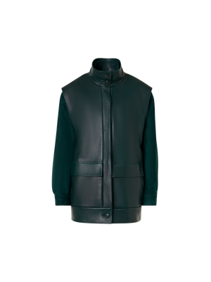 Designer Suede Blouson with Nappa Leather Gilet - green