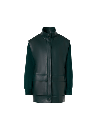 Designer Suede Blouson with Nappa Leather Gilet - green