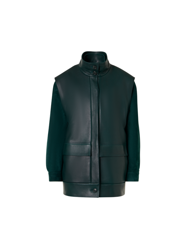 Designer Suede Blouson with Nappa Leather Gilet - green