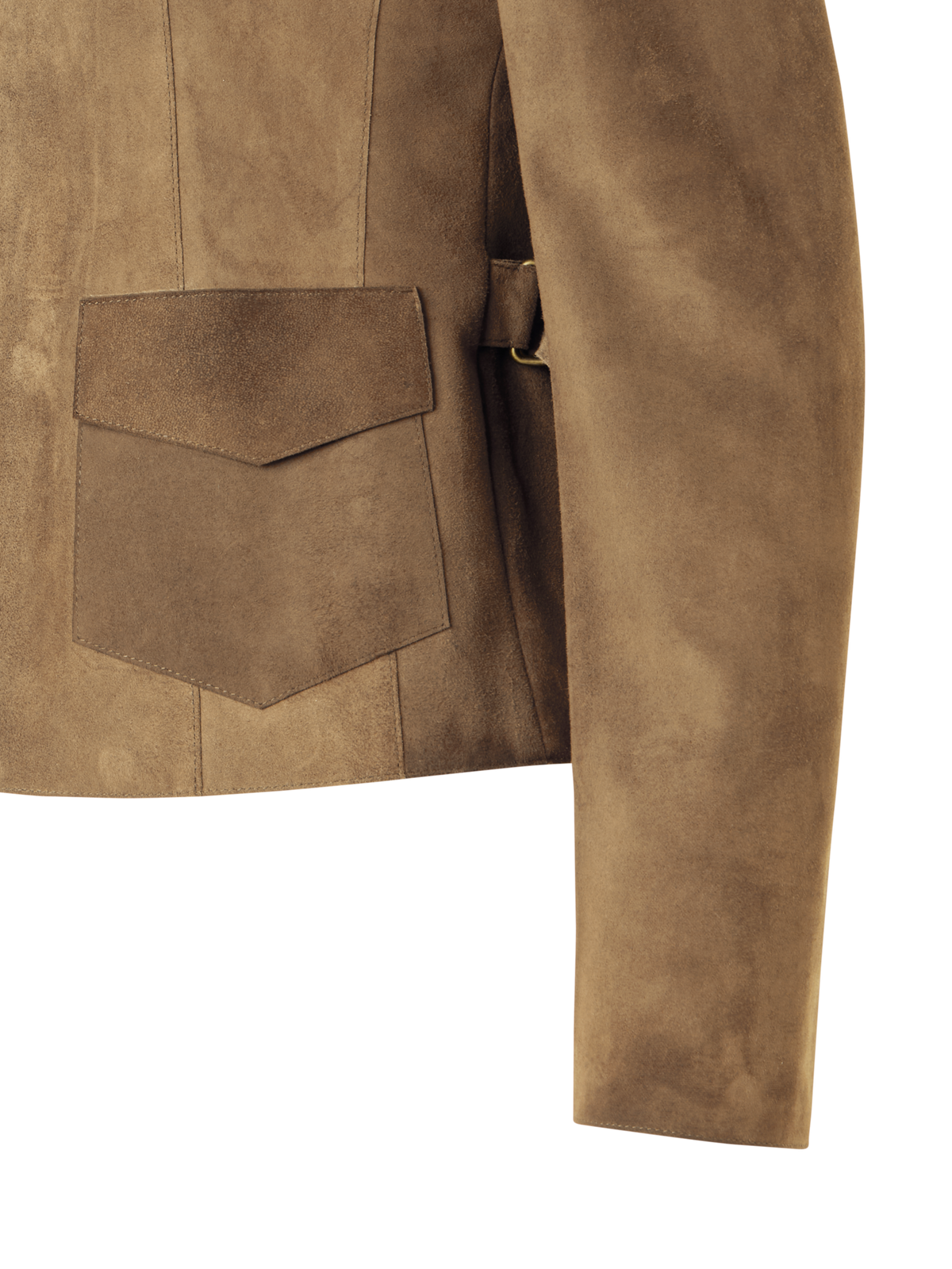 Designer Long-Sleeve Suede Leather Jacket - beige