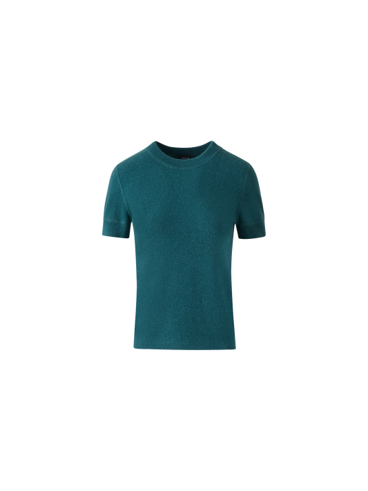 Designer Short Sleeve Pure Cashmere Knit Sweater - green