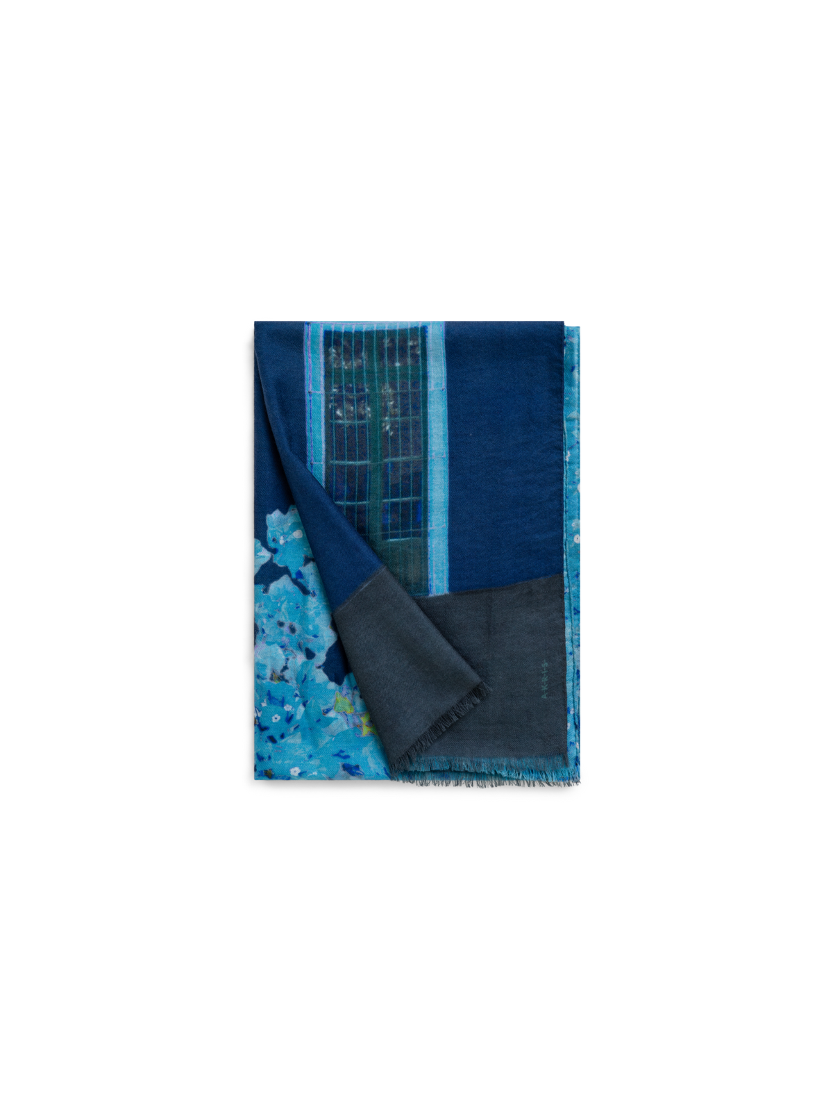 Designer Cashmere Silk Bougainvillea Porta Print Scarf - black - blue - purple - grey - pink