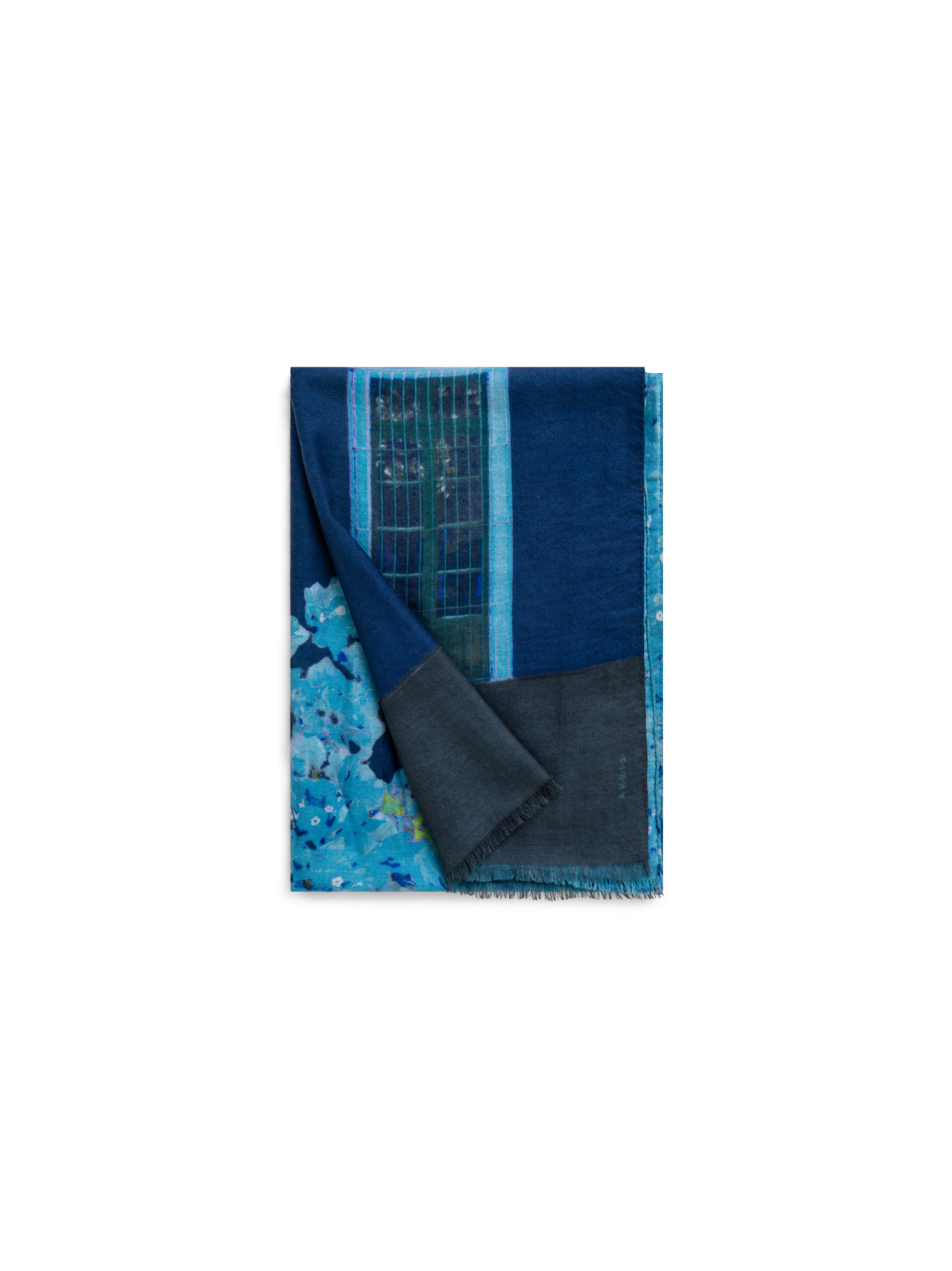 Designer Cashmere Silk Bougainvillea Porta Print Scarf - black - blue - purple - grey - pink