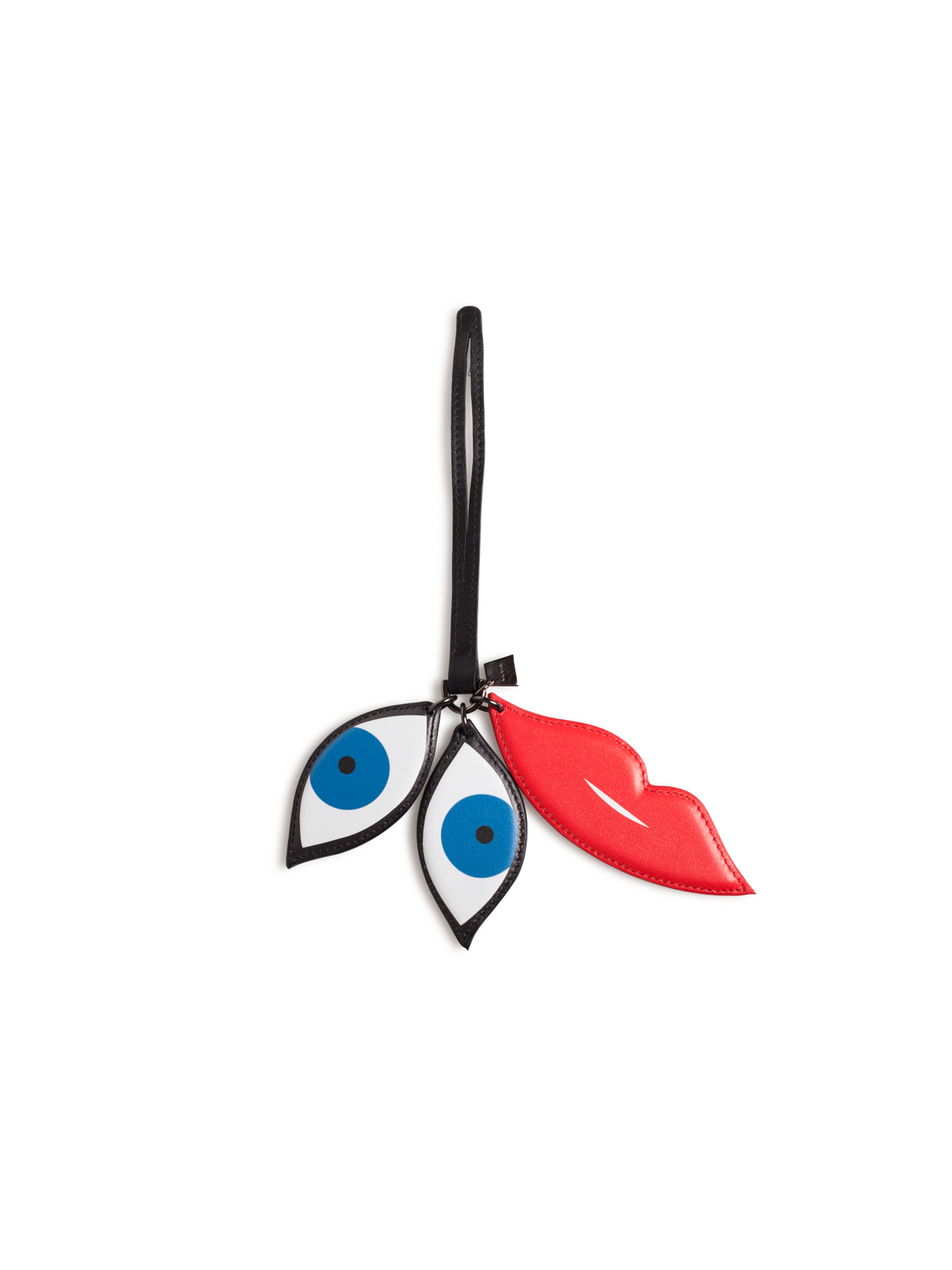 Designer Eyes & Lips Handbag Charm - blue - multicolor - red