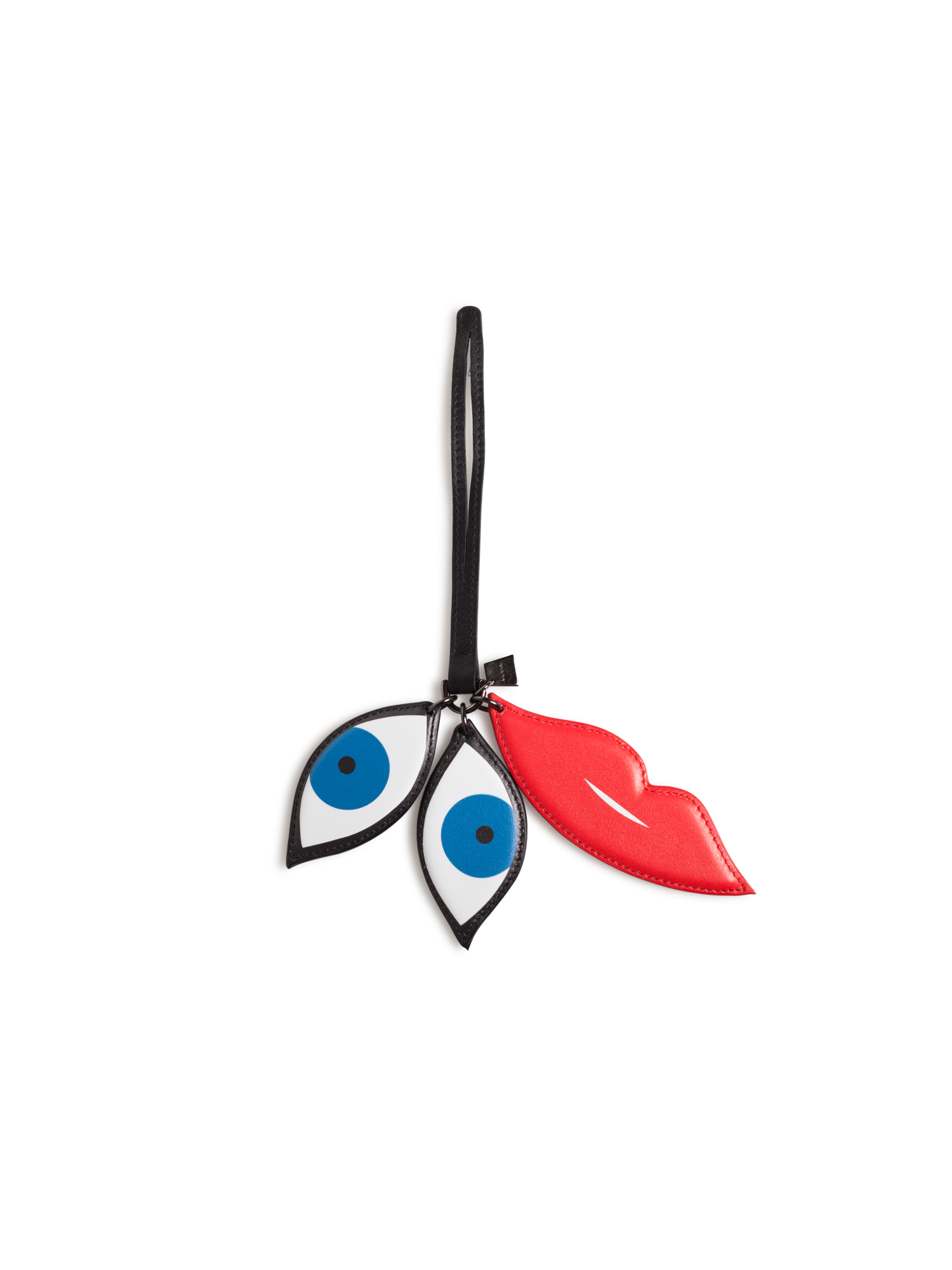 Designer Eyes & Lips Handbag Charm - blue - multicolor - red