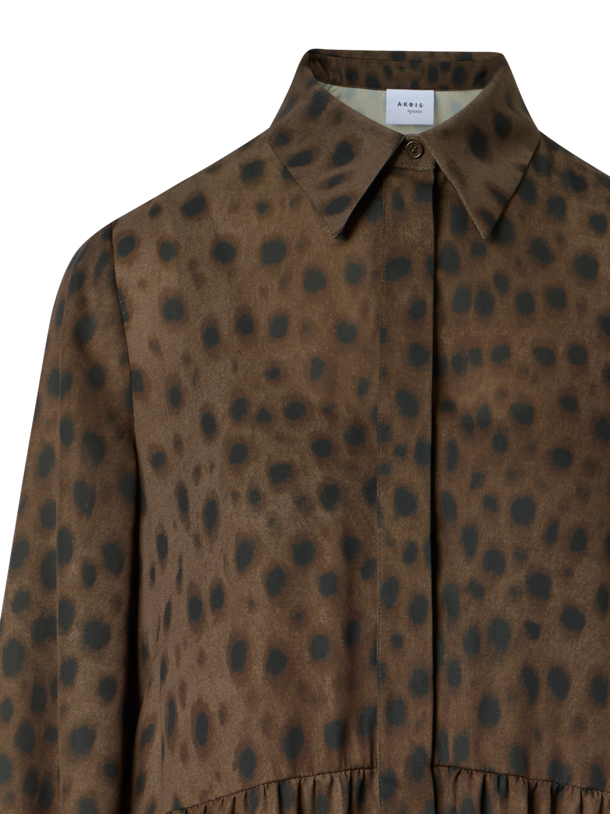 Designer Boho Midi Shirt Dress in Leopard Print - neutral - brown