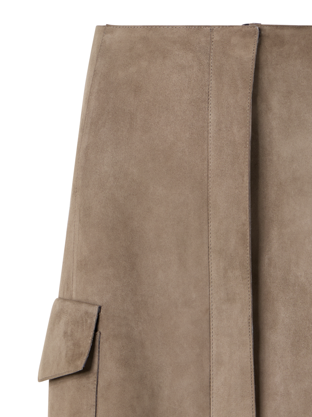 Designer Suede Mini Skirt with Patch Pockets - neutral - beige