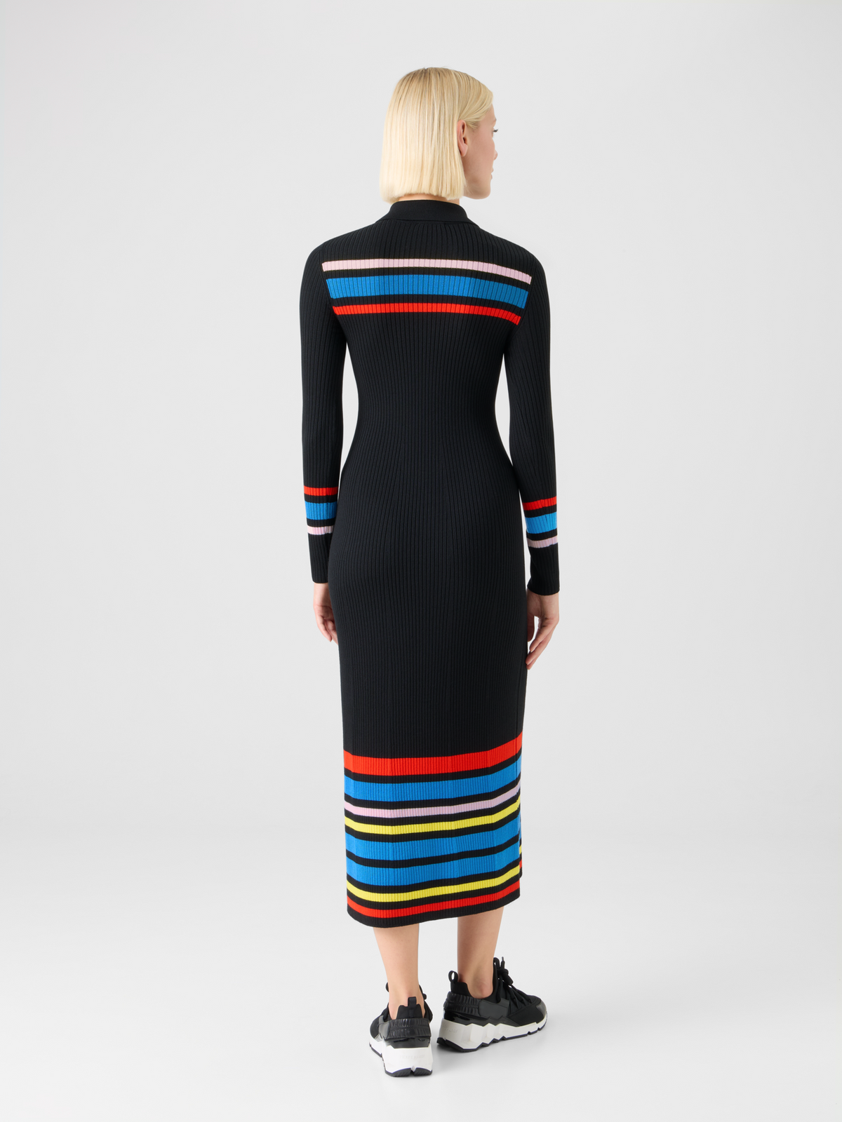 Designer Color-Block Ribbed Knit Polo Dress #editorial
