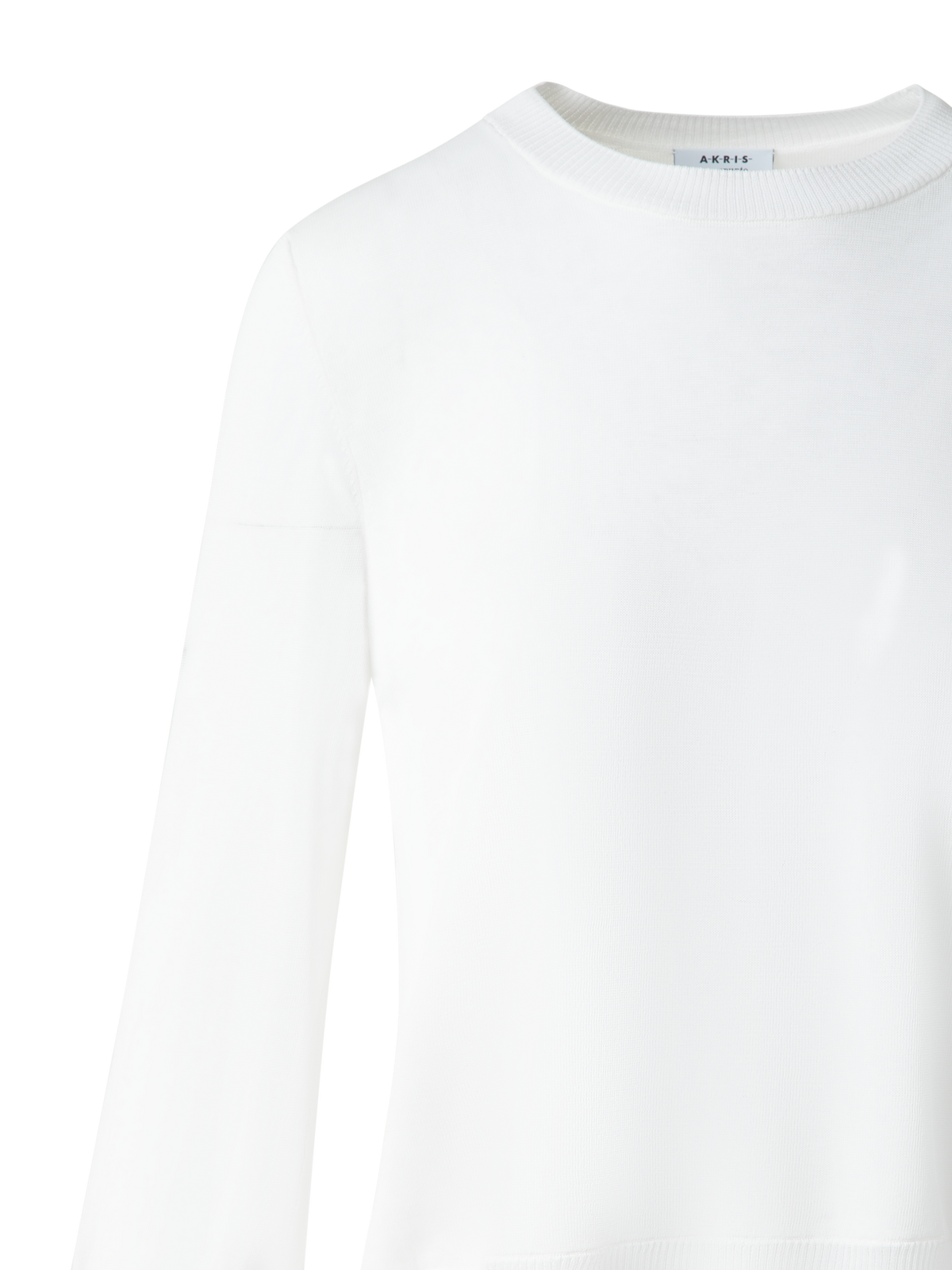 Designer Knit Sweater with Sheer Neckline and Sleeves - ecru - white