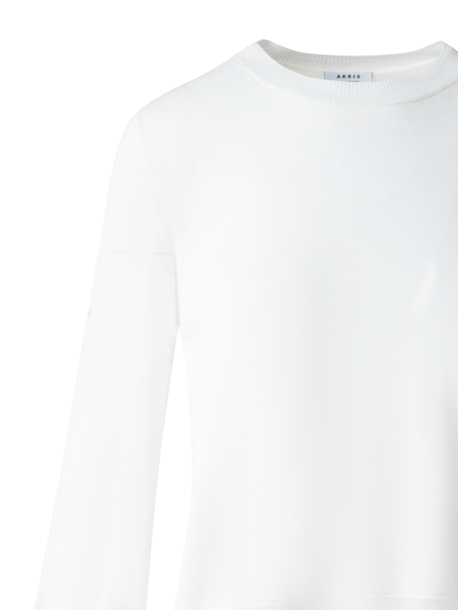 Designer Knit Sweater with Sheer Neckline and Sleeves - ecru - white