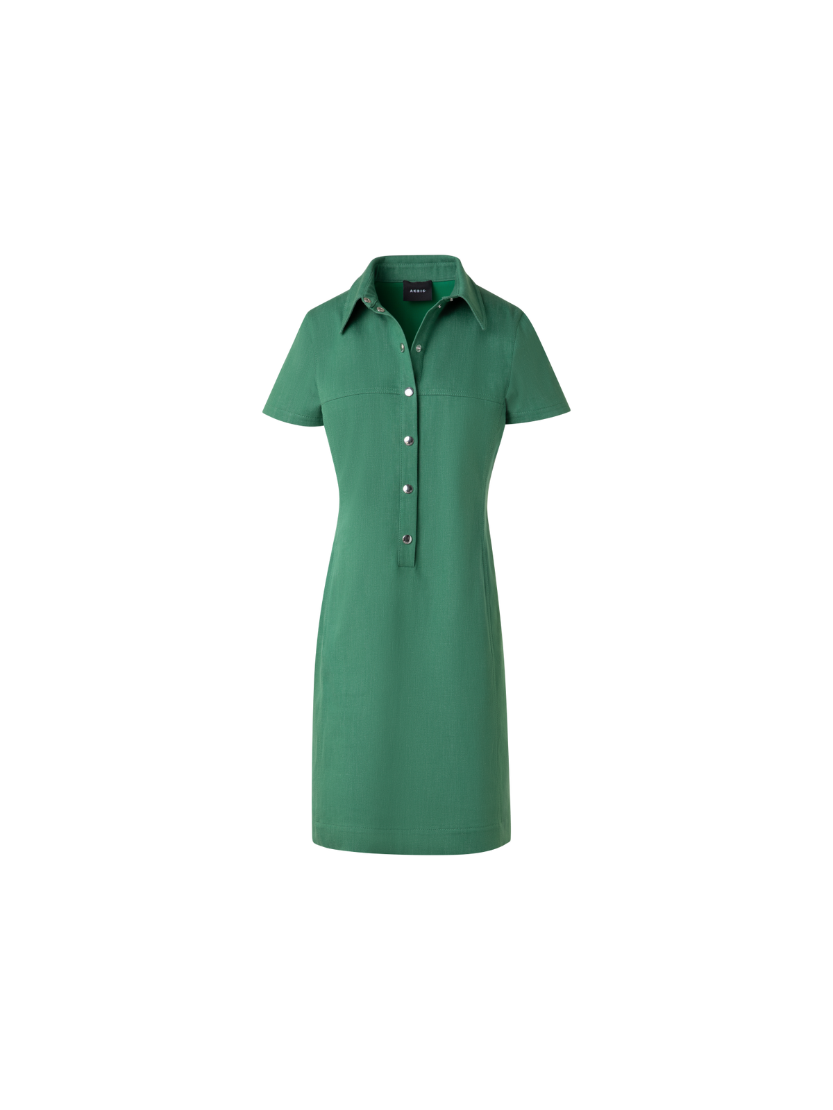 Designer Polo Dress in Cotton Denim Stretch - green