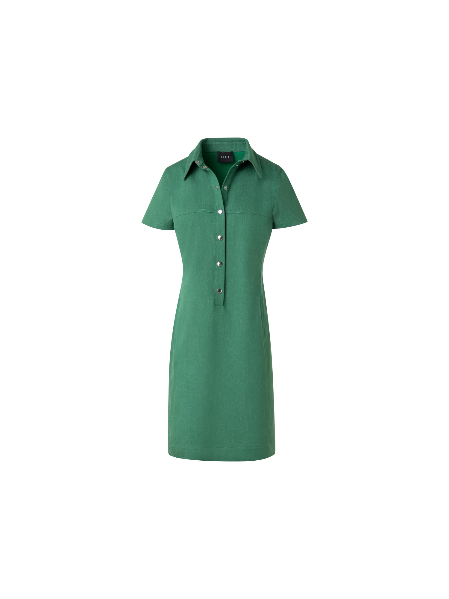 Designer Polo Dress in Cotton Denim Stretch - green