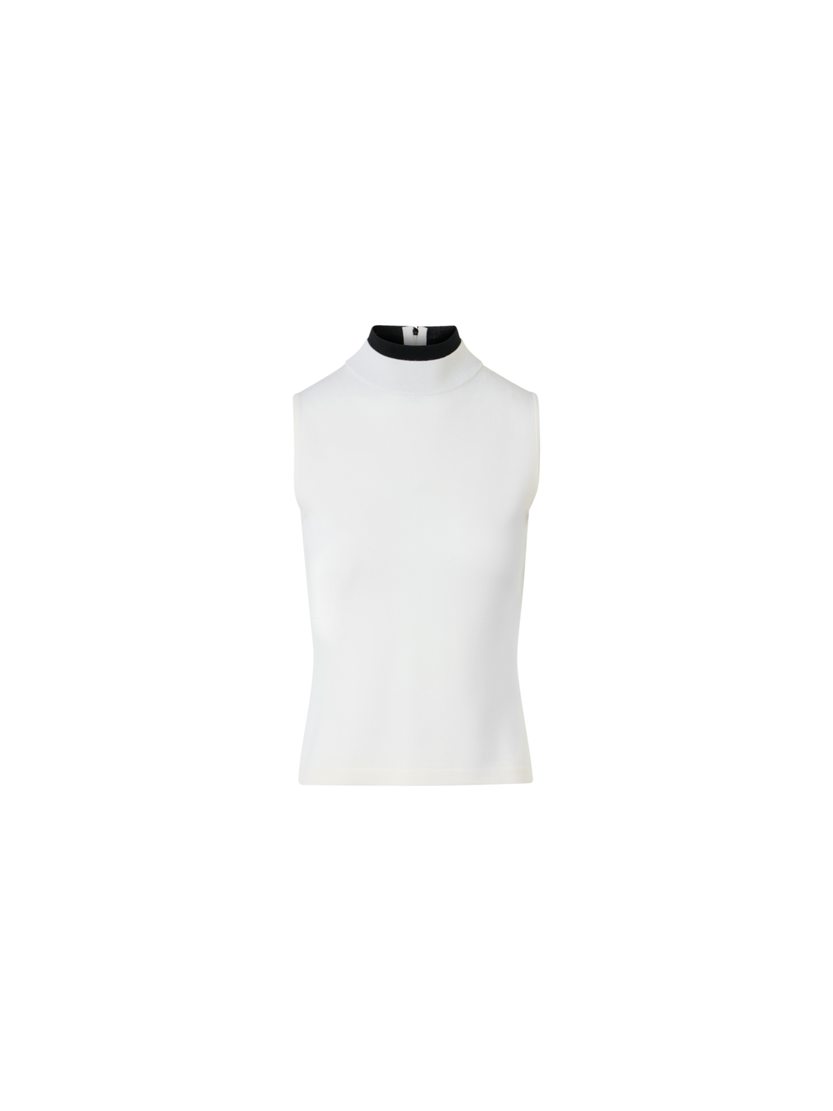 Designer Trompe l’Oeil Merino Wool Knit Top - white