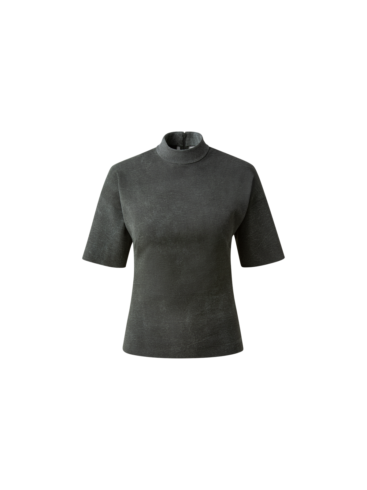 Designer Suede Stretch Mock Neck Blouse