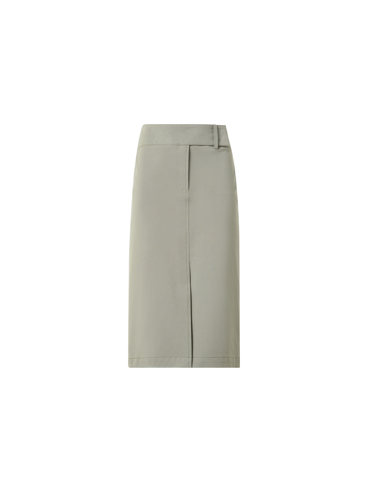 Designer Knee Long Denim Skirt - neutral - green