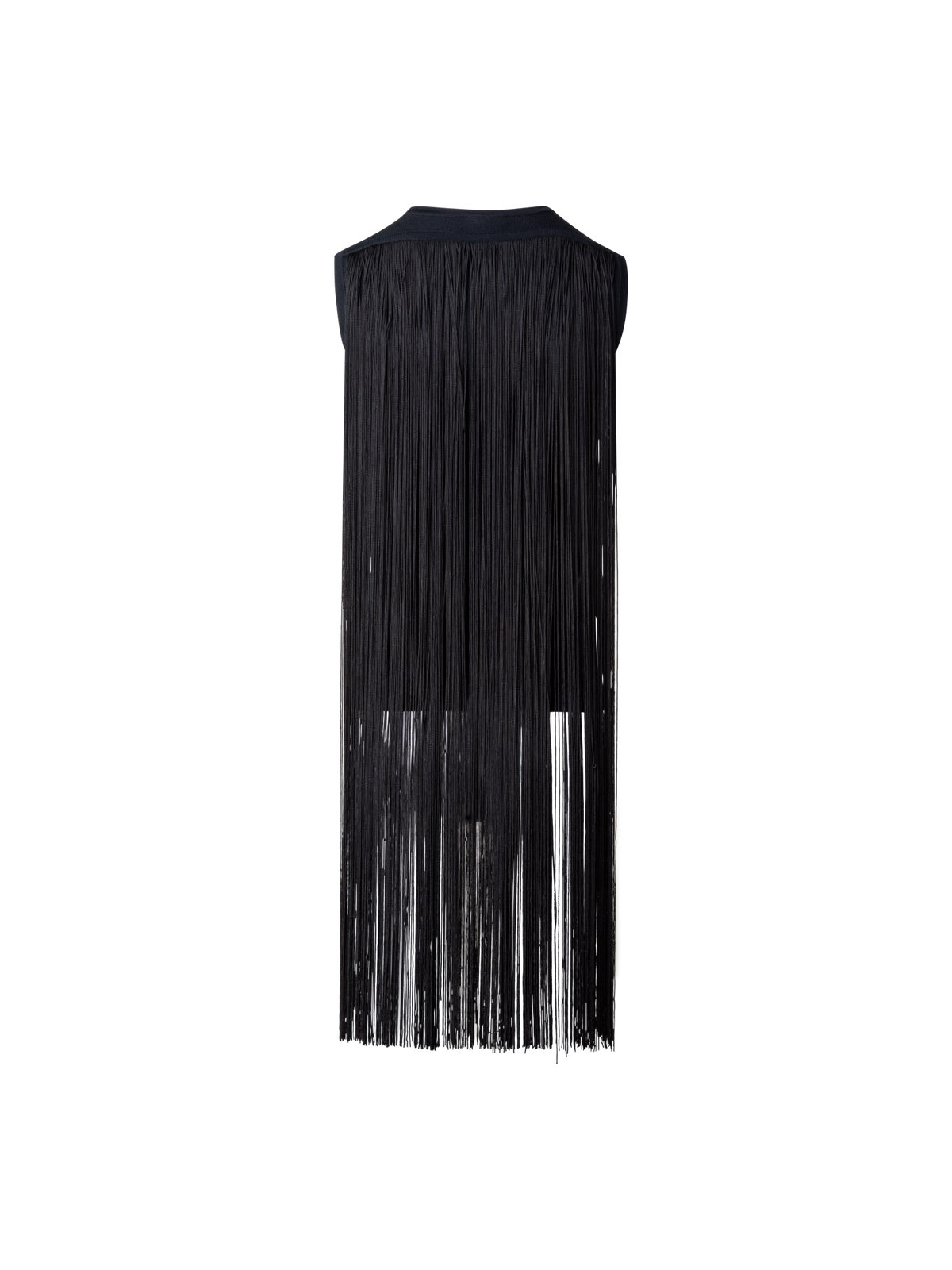 Designer Silk Lurex Top with Long Fringes - black