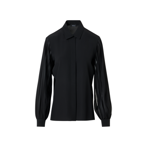 Silk Blouse with Ribbon Sleeves