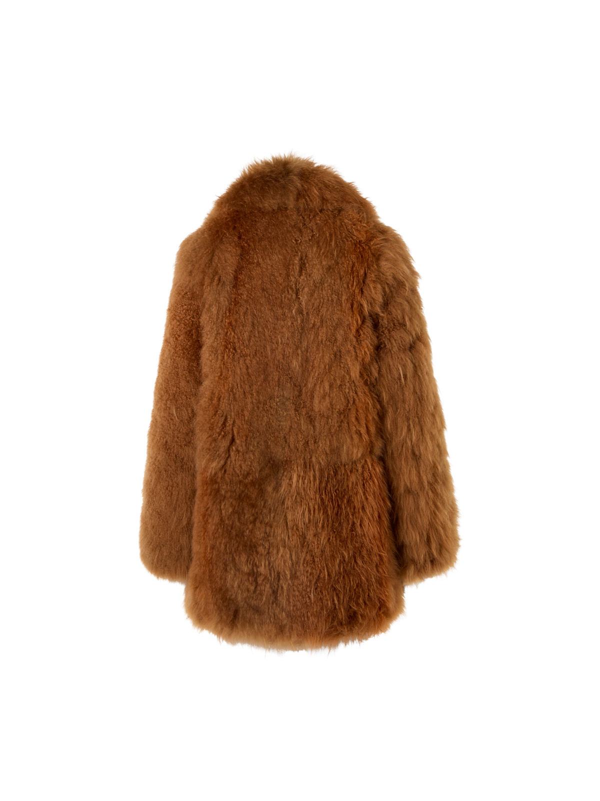 Designer Short Cashmere Goat Fur Coat - brown