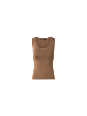 Designer Silk Knit Tank Top - neutral - brown