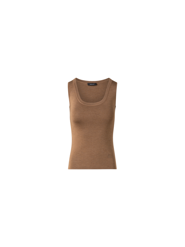 Designer Silk Knit Tank Top - neutral - brown