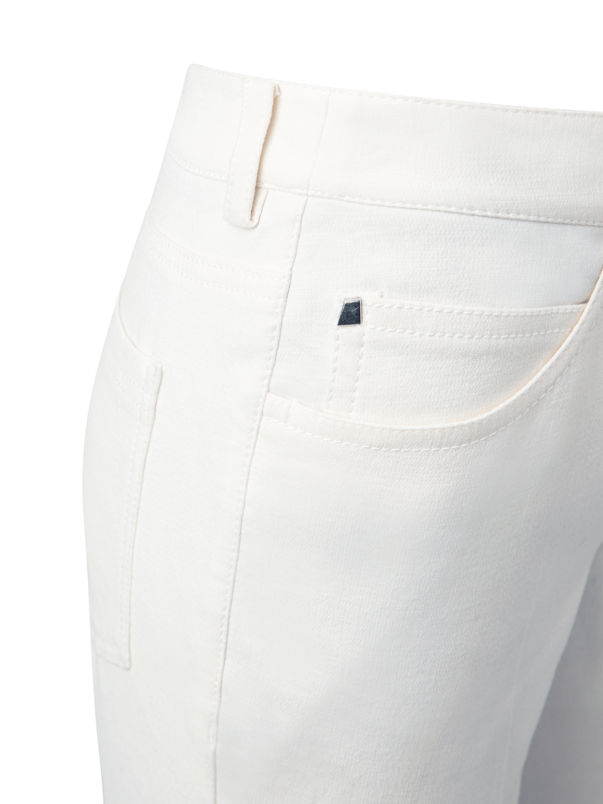 Designer Slim Cotton Denim Stretch Pants - ecru - white