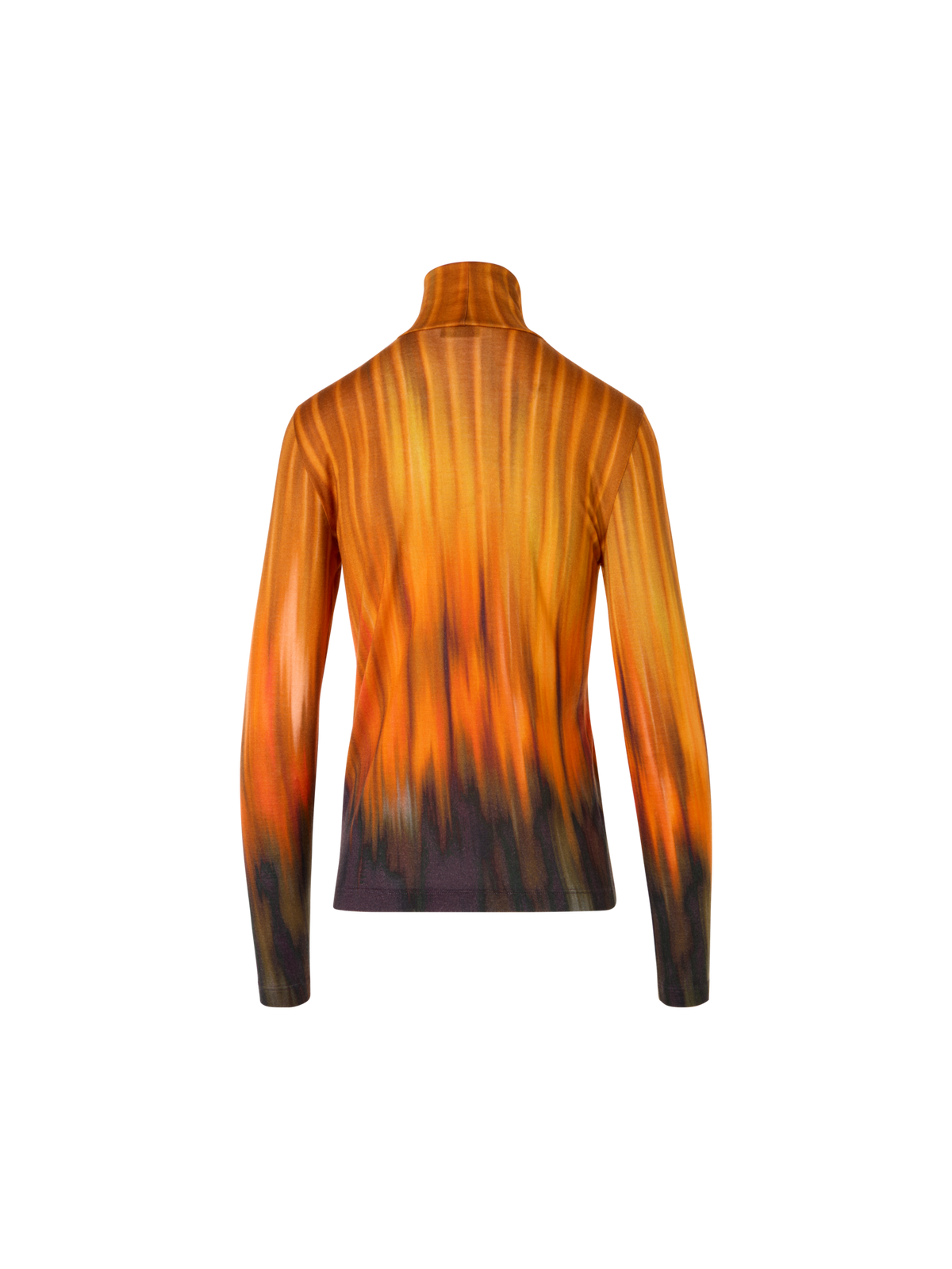 Designer Cashmere Silk Shirt in Fuego Negro Print - black - orange - multicolor
