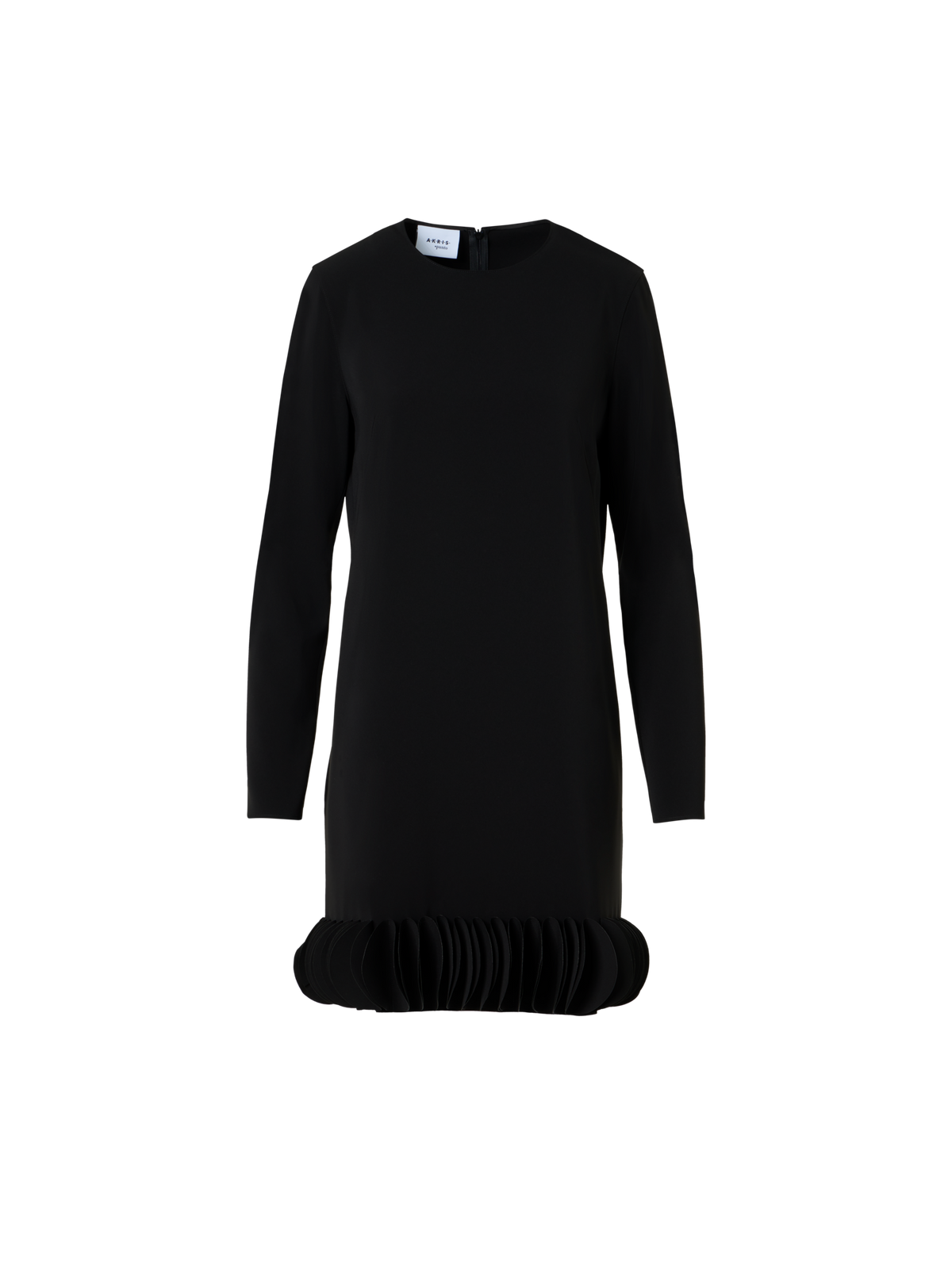 Designer 3D Dot Hem Lasercut Crêpe Dress - black
