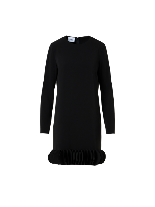 Designer 3D Dot Hem Lasercut Crêpe Dress - black