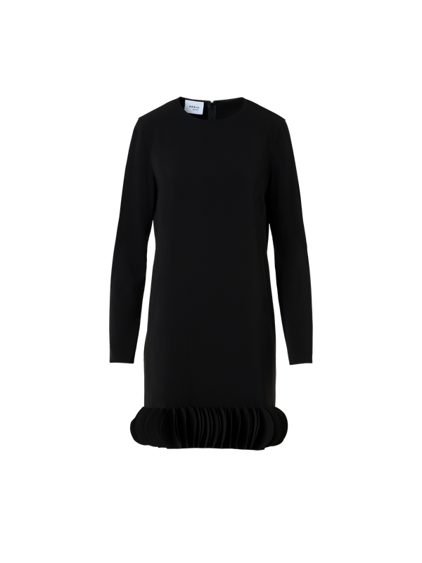 Designer 3D Dot Hem Lasercut Crêpe Dress - black