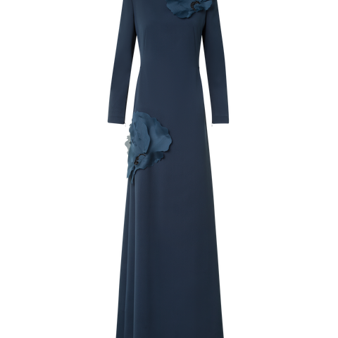 Silk Gown with 3D Anemone