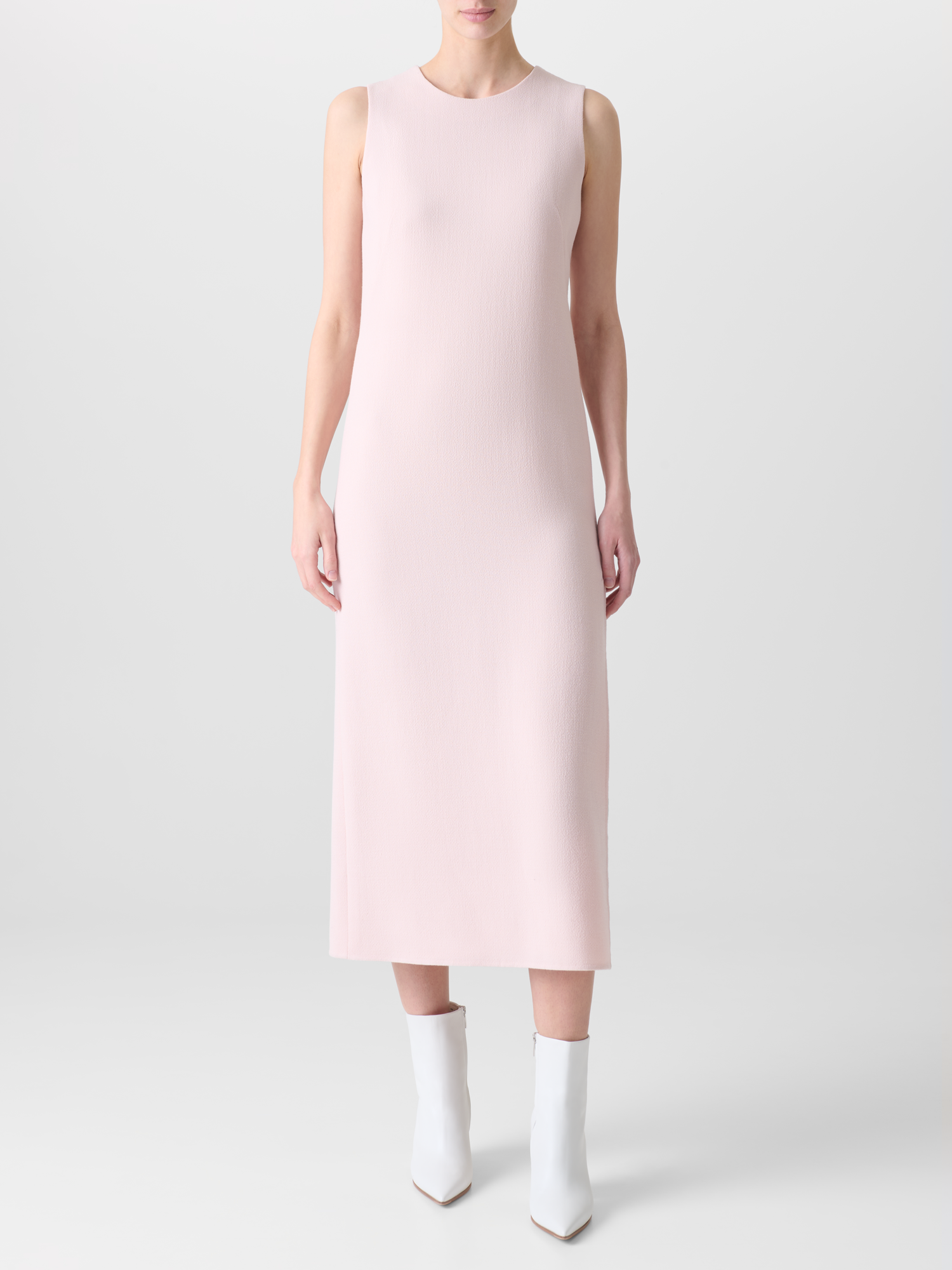 Designer Midi Sheath Dress in Wool Double-Face - pastel - pink 