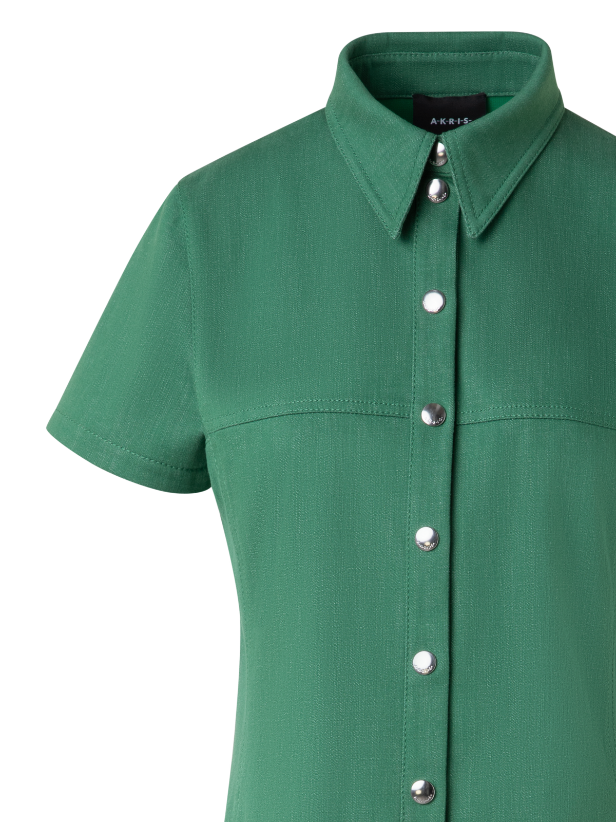 Designer Polo Dress in Cotton Denim Stretch - green
