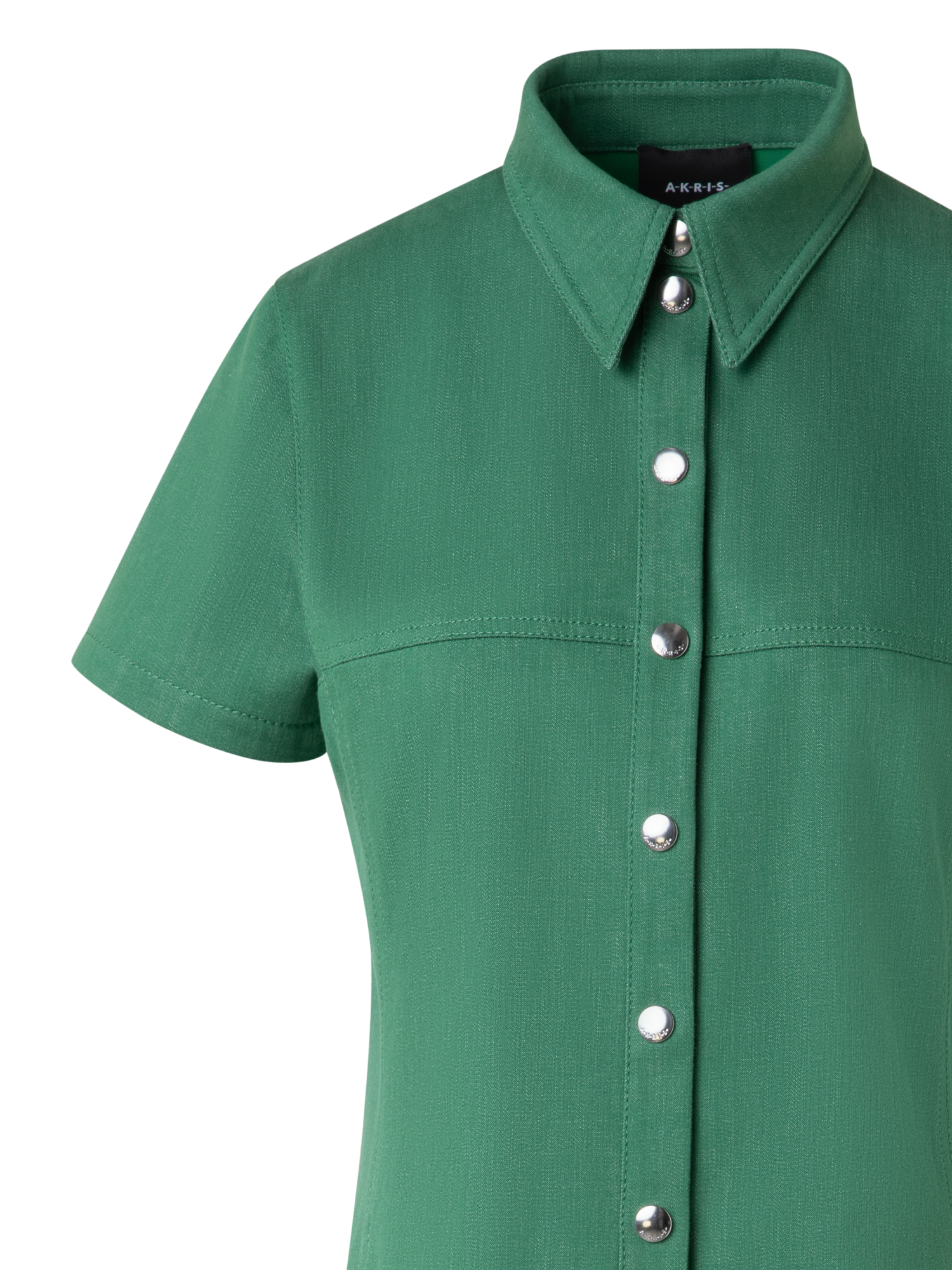 Designer Polo Dress in Cotton Denim Stretch - green