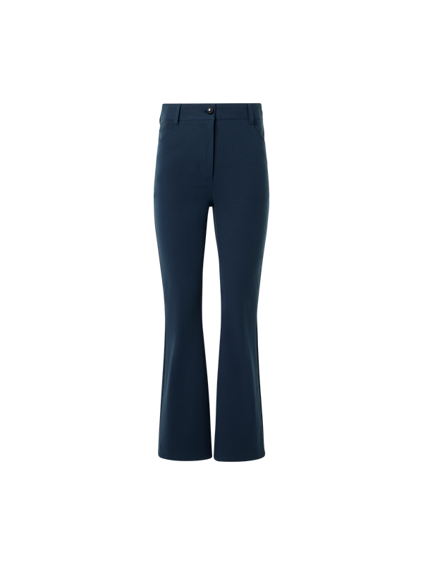 Designer Cali Mid-Rise Cropped Bootcut Cotton Bi-Stretch Pants - navy