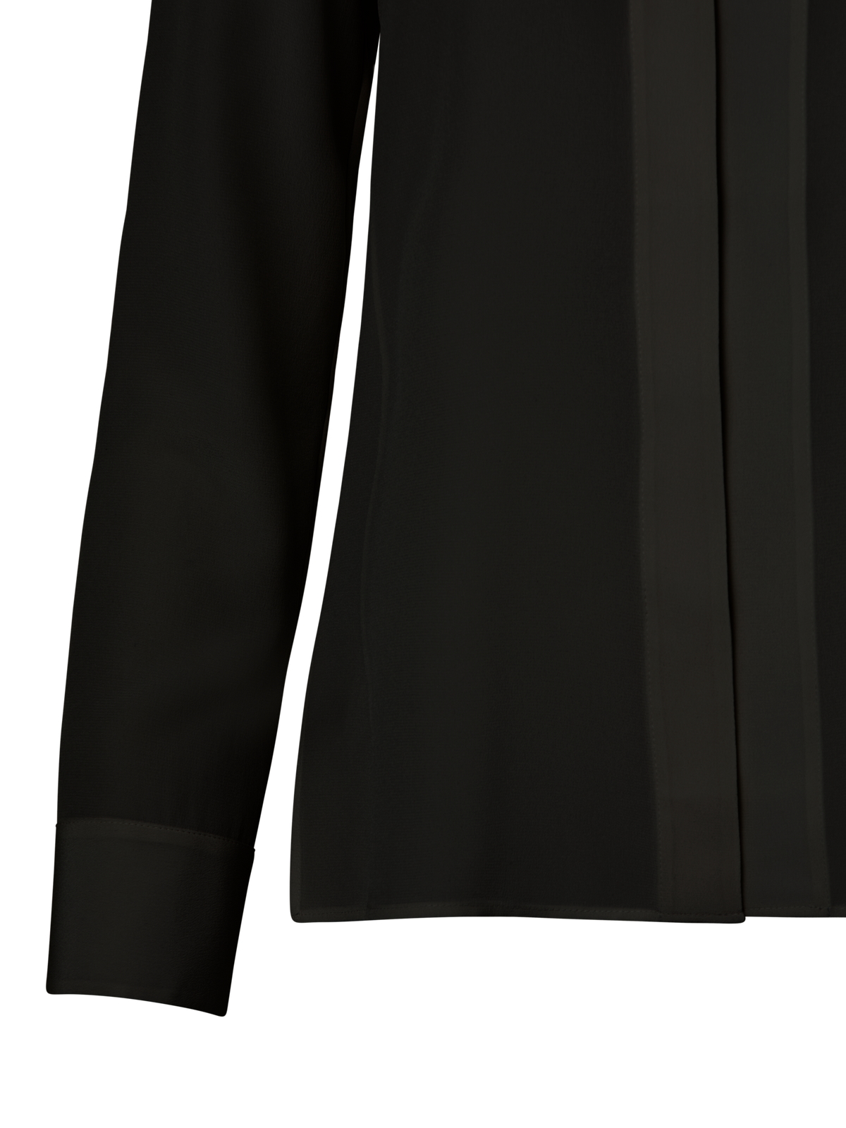 Designer Long Sleeve Silk Blouse with Stand-up Collar - black