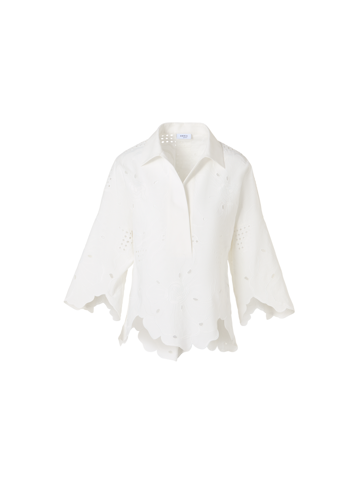 3/4-Sleeve Flower Eyelet Blouse – Akris Inc. 3/4-Sleeve Flower Eyelet Blouse – Akris Inc.
