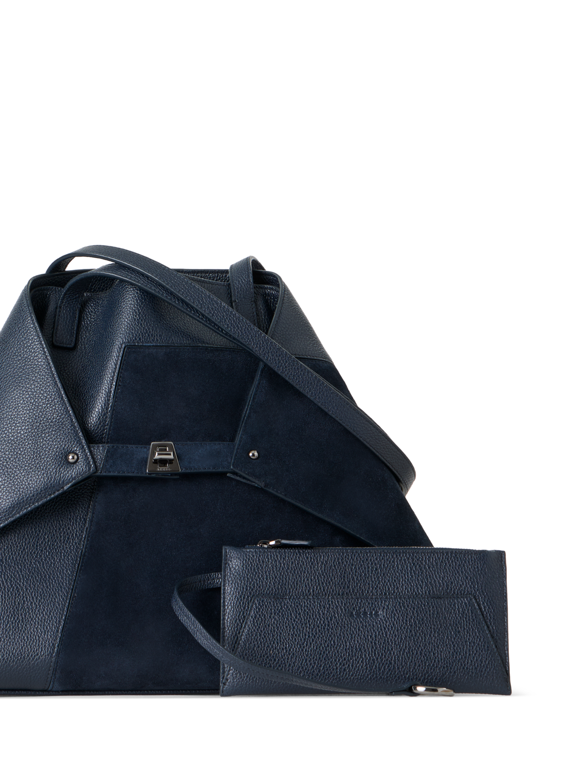 Designer Ai Medium Shoulder Tote - neutral - navy - blue