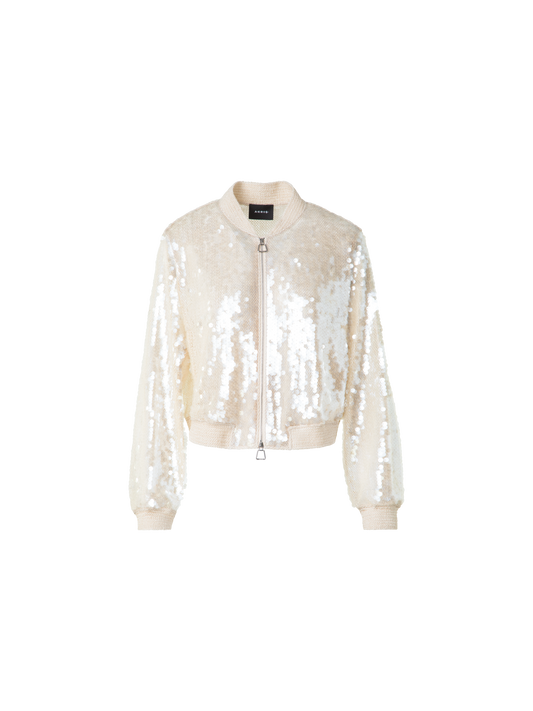 Designer Sequin Bomber Jacket - neutral - ecru - beige - white
