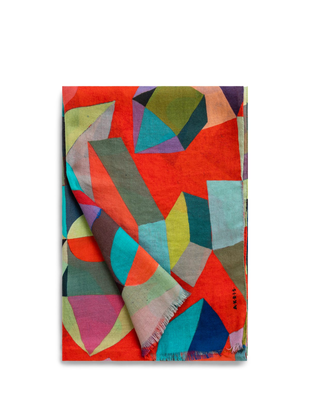 Designer Cashmere Silk Scarf with Indian Summer Print - multicolor