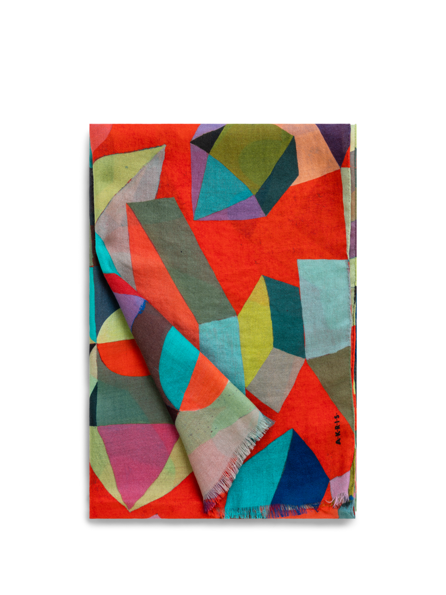 Designer Cashmere Silk Scarf with Indian Summer Print - multicolor