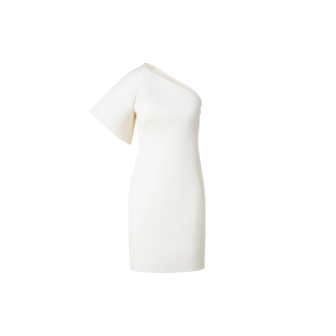 One-Shoulder Wool Double-Face Cocktail Dress