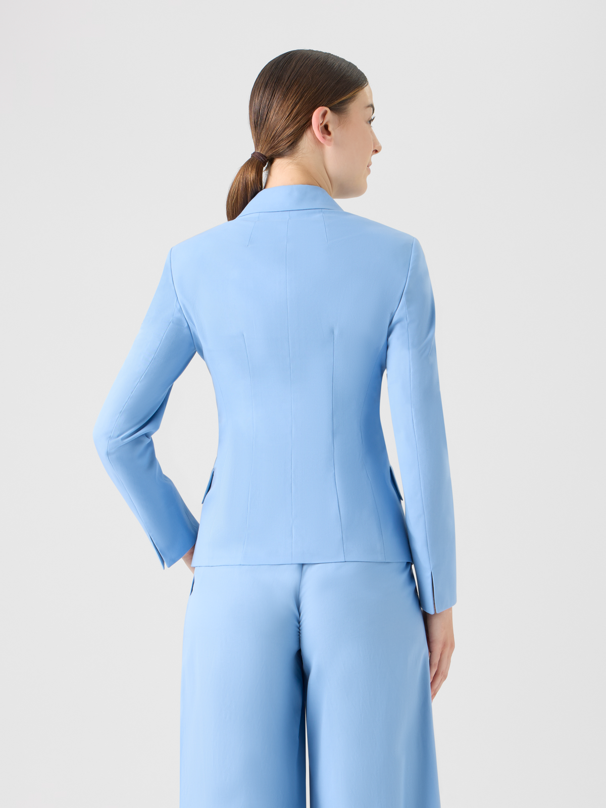 Designer Double-Breasted Cotton Stretch Gabardine Jacket - blue #editorial