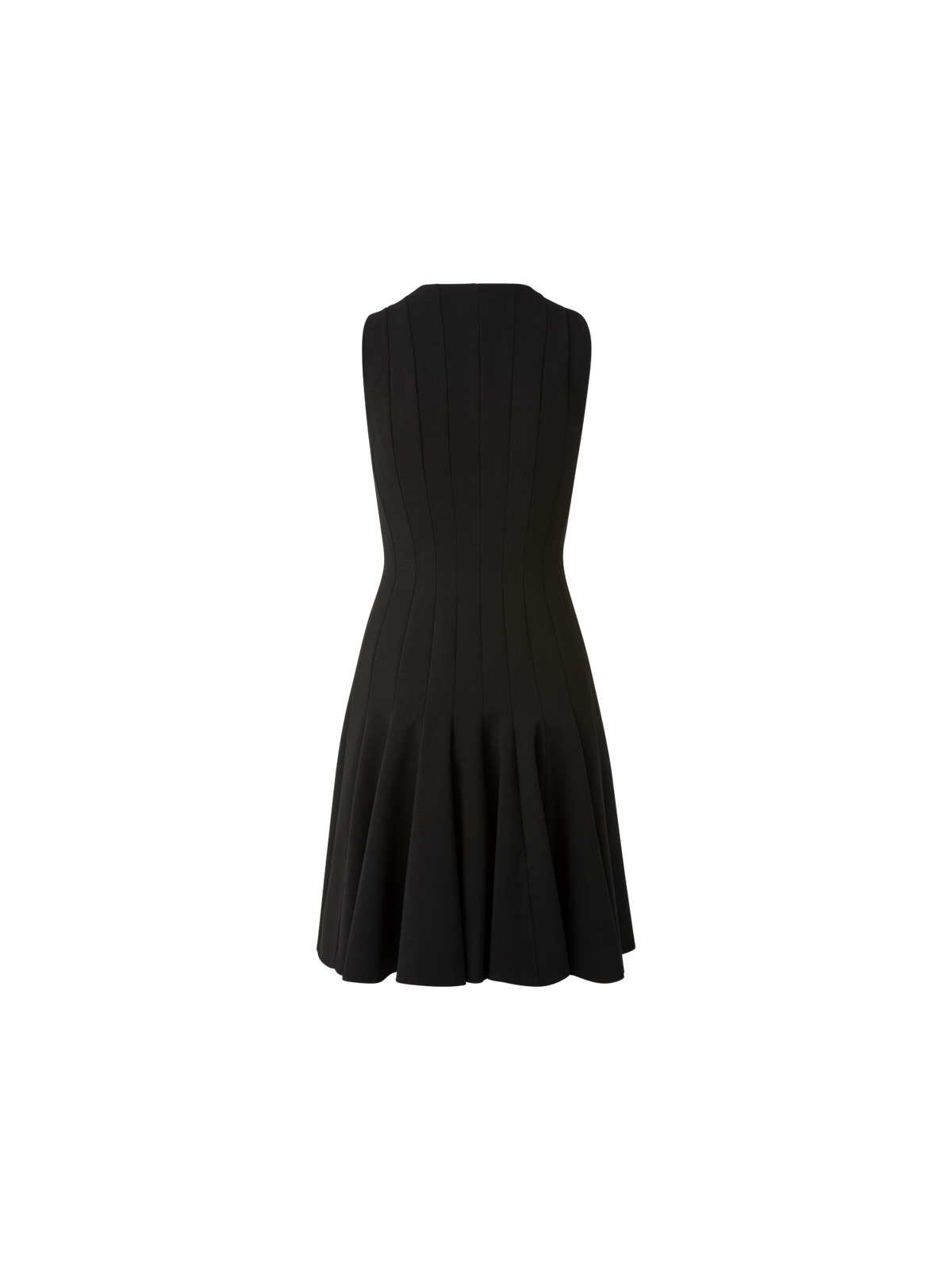 Designer Wool Double-Face Dress with Skaters Pleats - black